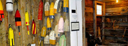 Lobster Trap Buoy and
Fishermen's Shed Exhibits